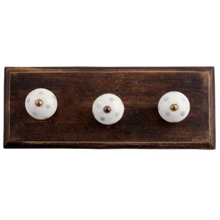 White Grey Dot Wooden Hooks